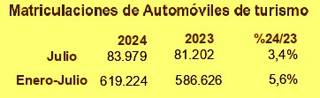 Matriculaciones Julio 2024 